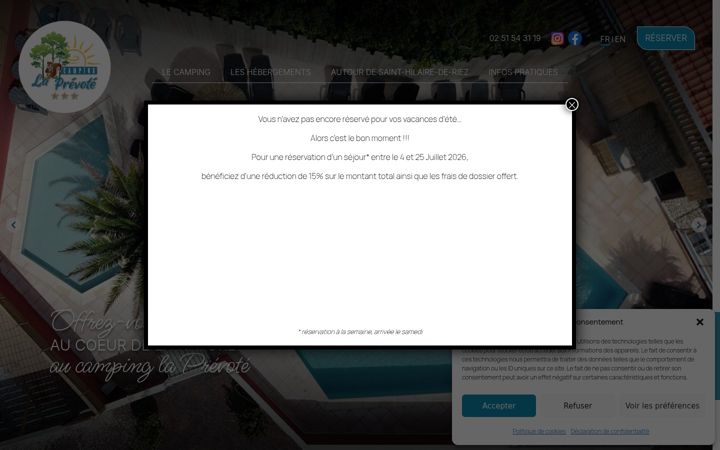 Ekraanipilt saidist camping-laprevote.fr