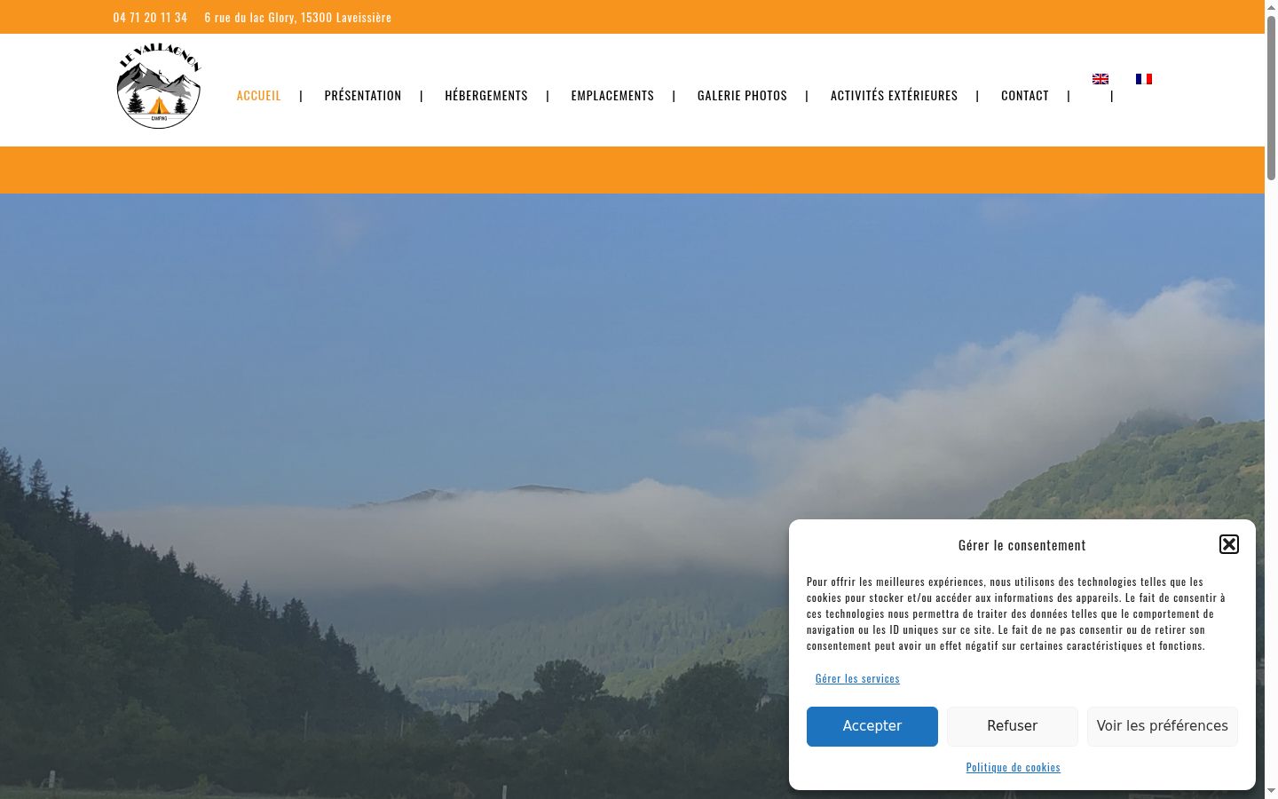 Skærmbillede af samtykkebanneret, som det blev vist før nogen interaktion