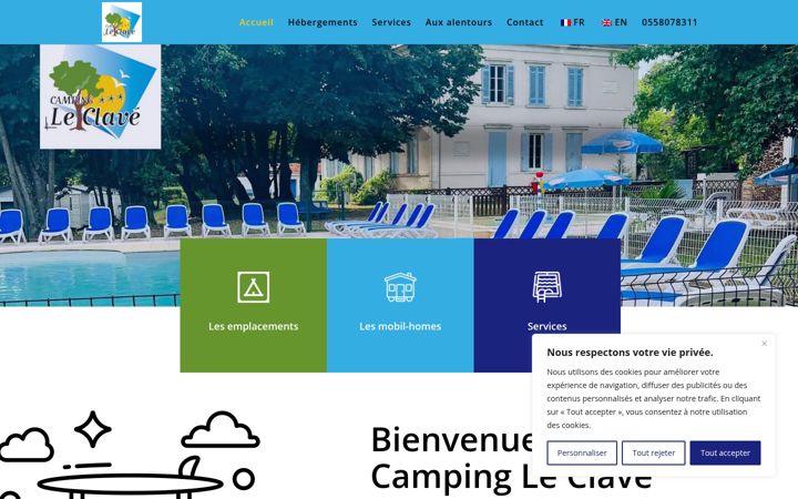 Screenshot of camping-leclave.com