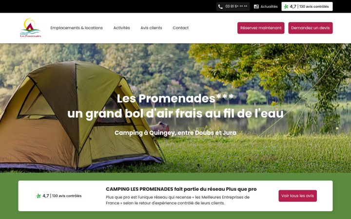 Екранна снимка на camping-lespromenades.fr