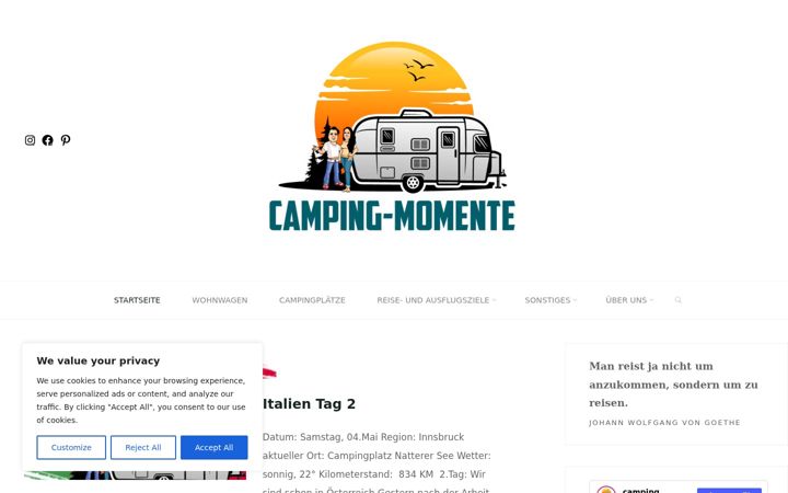 Screenshot of camping-momente.de