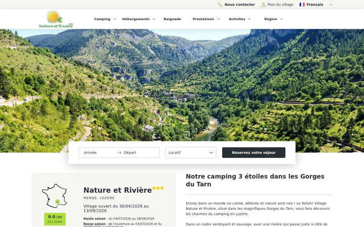 Screenshot of camping-nature-riviere.com