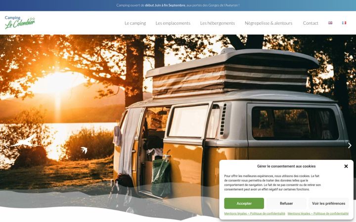 Screenshot stránky camping-negrepelisse.fr