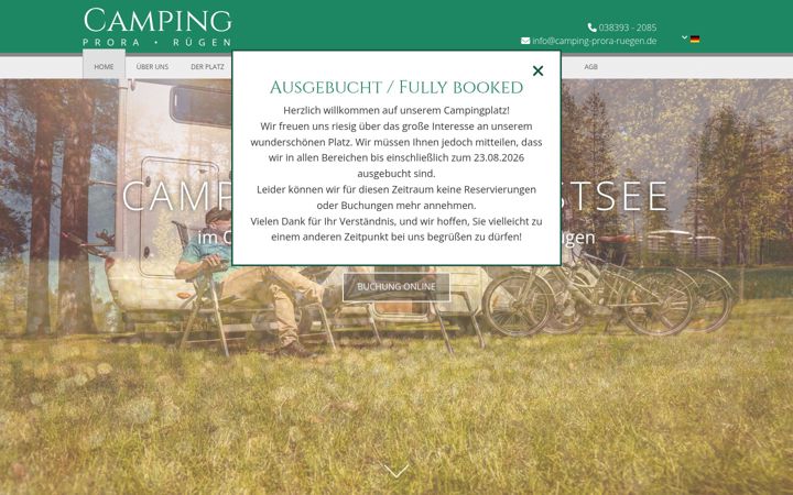 Screenshot of camping-prora-ruegen.de
