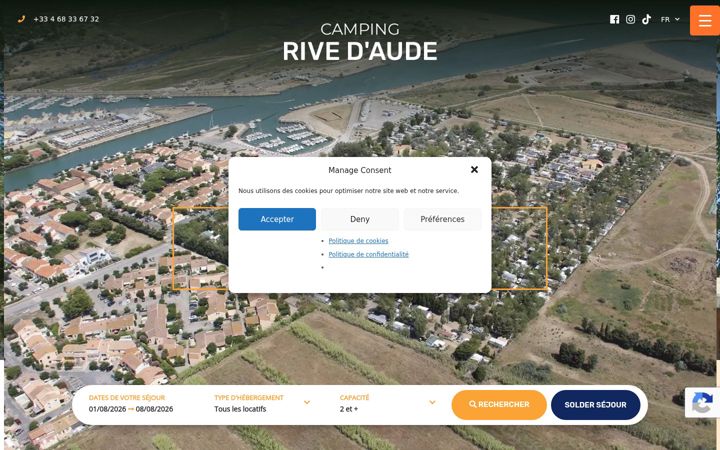 Screenshot of camping-rive-aude.com