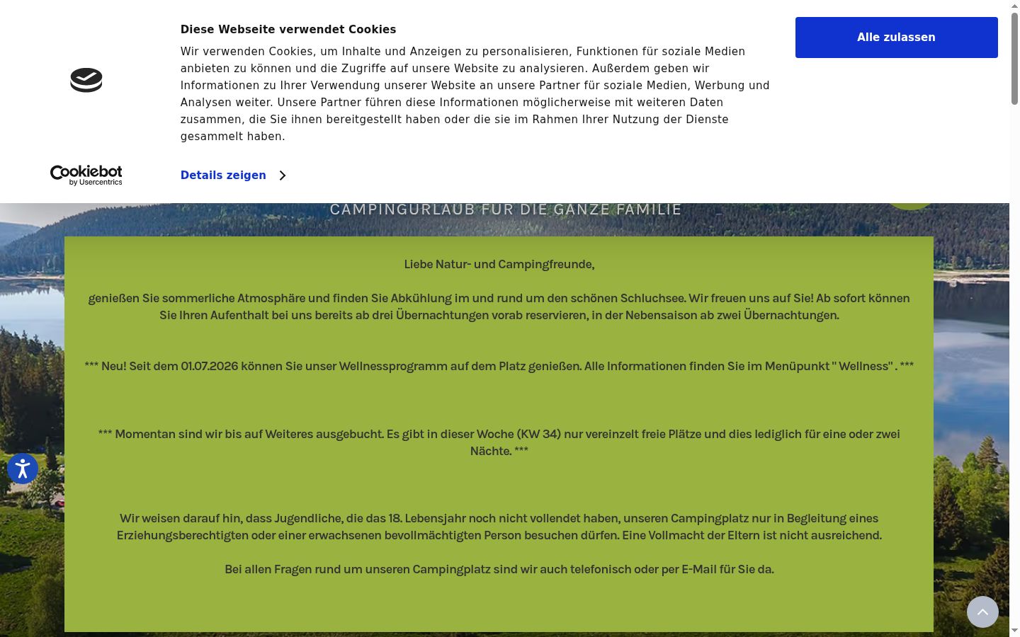 Captura de pantalla del banner de consentimiento mostrado antes de cualquier interacción