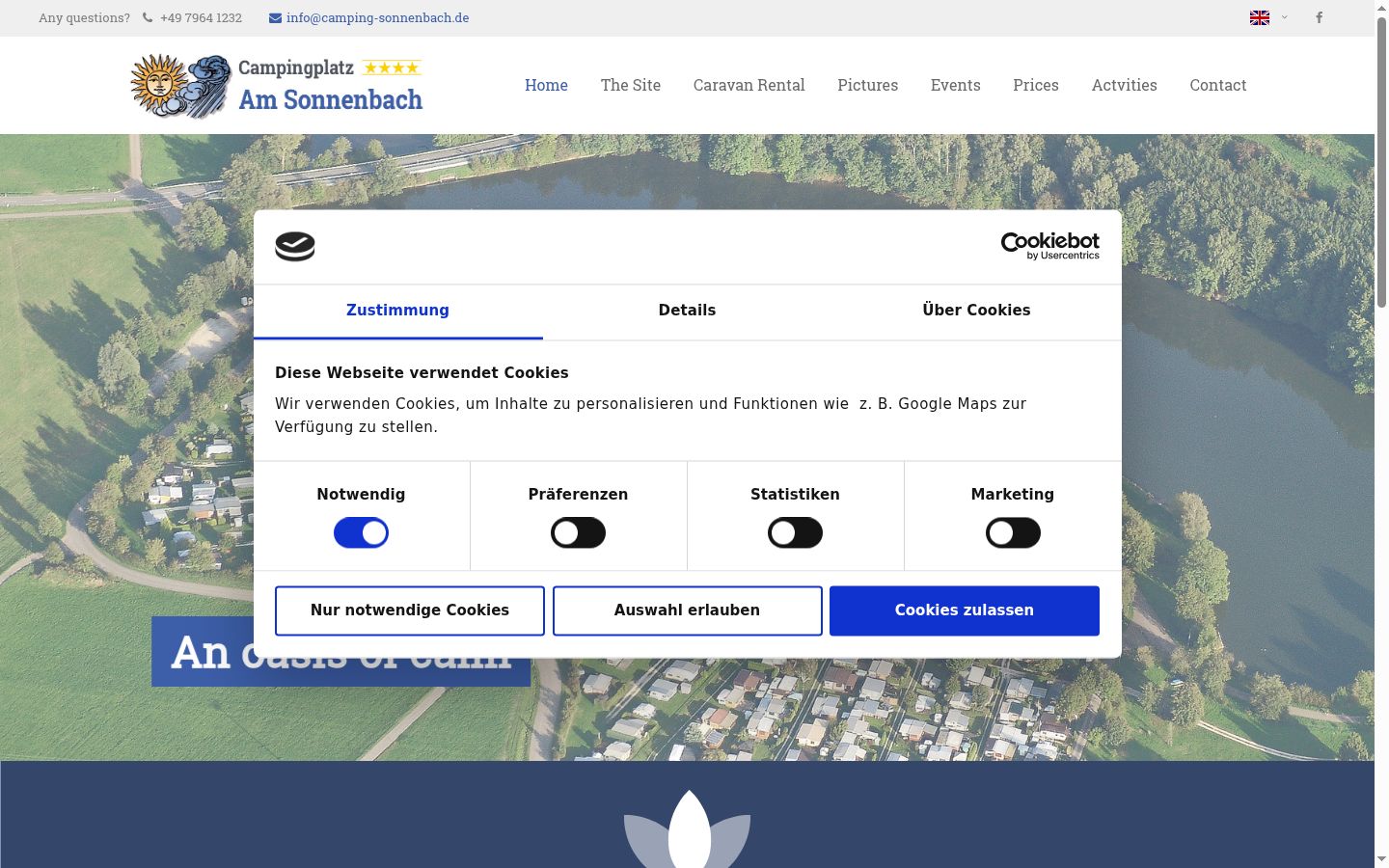 Skärmbild av samtyckesbannern som visades före någon interaktion