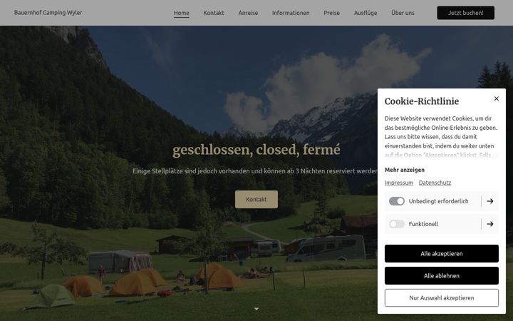 Screenshot of camping-wyler.ch