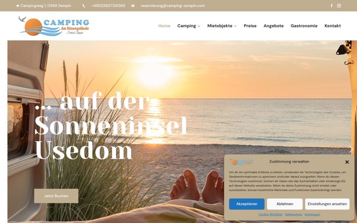 Screenshot of camping-zempin.com