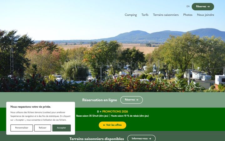 Screenshot di campingaupieddumont.ca