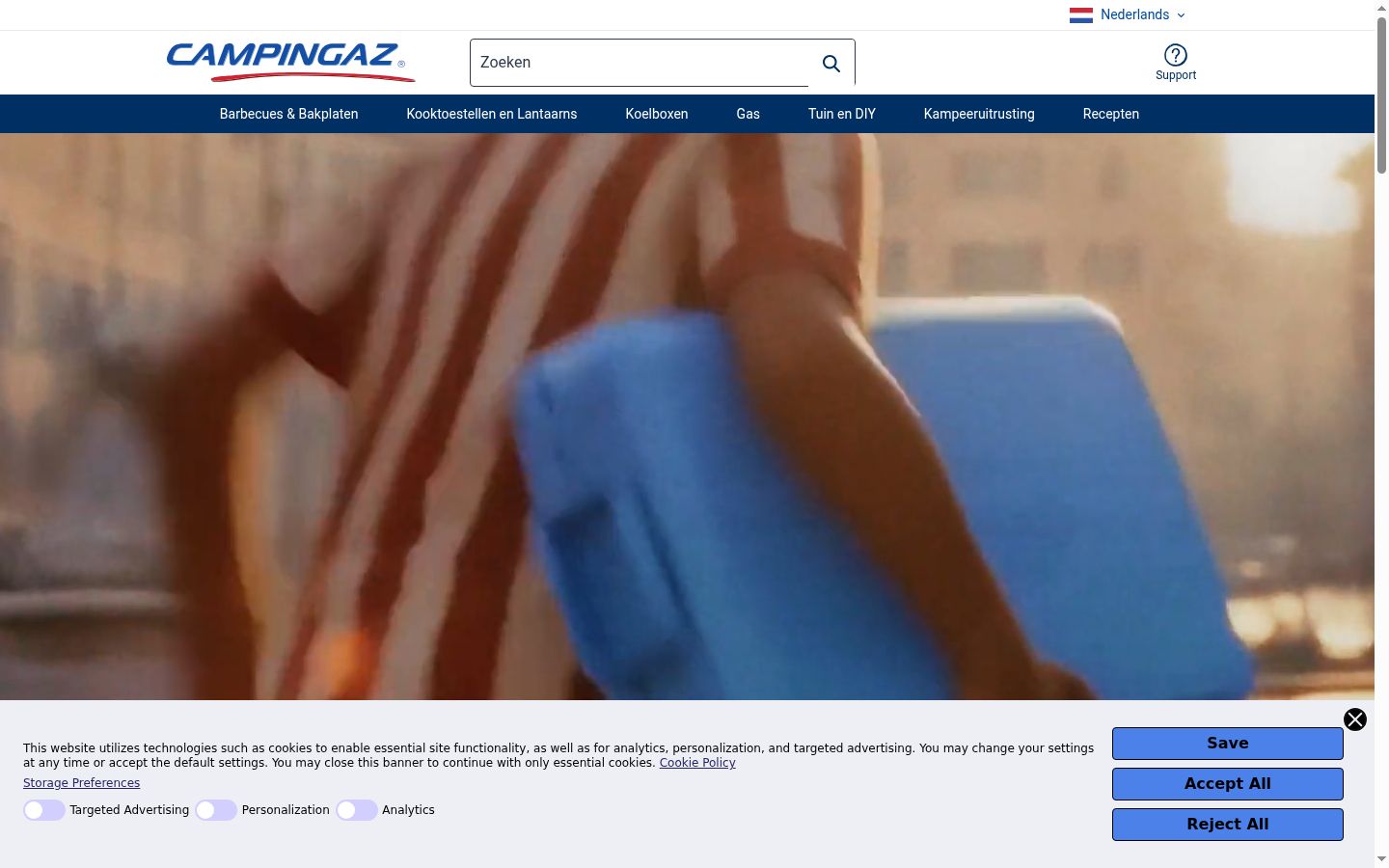 Screenshot del banner di consenso mostrato prima di qualsiasi interazione