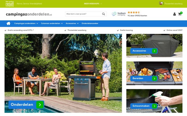 Screenshot of campingazonderdelen.nl