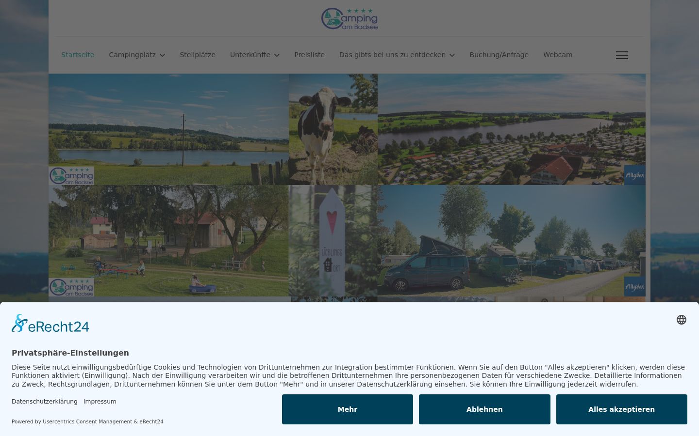 Screenshot des Einwilligungsbanners vor jeglicher Interaktion