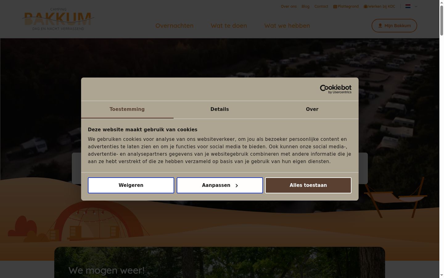 Screenshot del banner di consenso mostrato prima di qualsiasi interazione