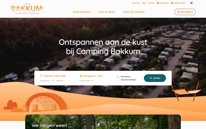Screenshot di campingbakkum.nl