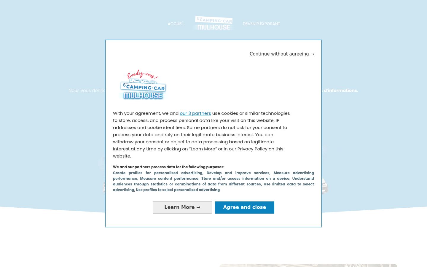 Screenshot of the consent banner shown before any interaction