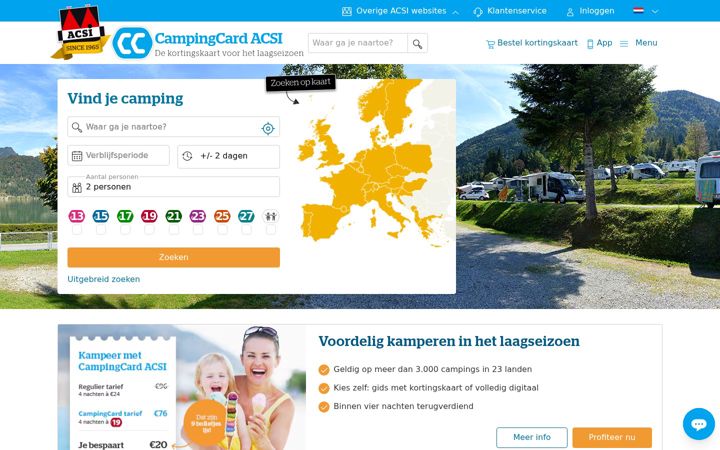 Ekraanipilt saidist campingcard.nl
