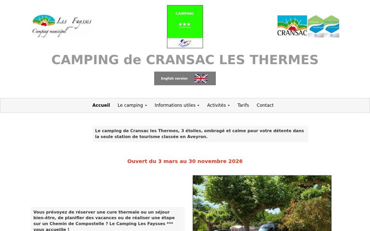 Screenshot of campingcransaclesthermes.fr