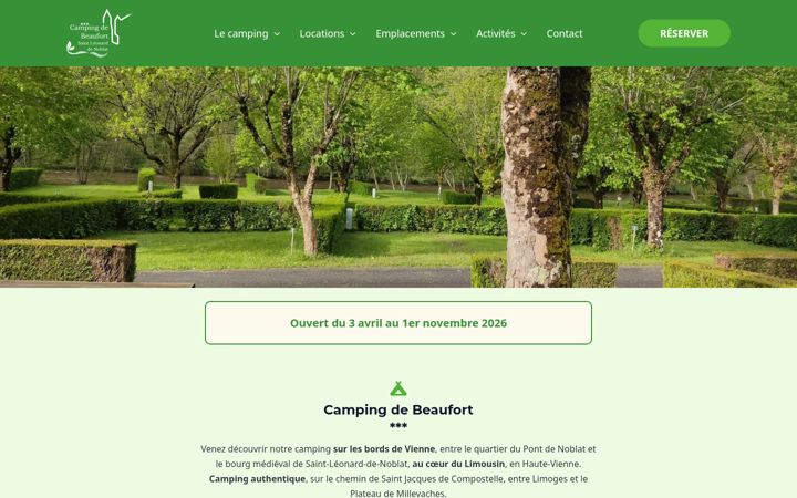 Ekrano kopija campingdebeaufort.fr