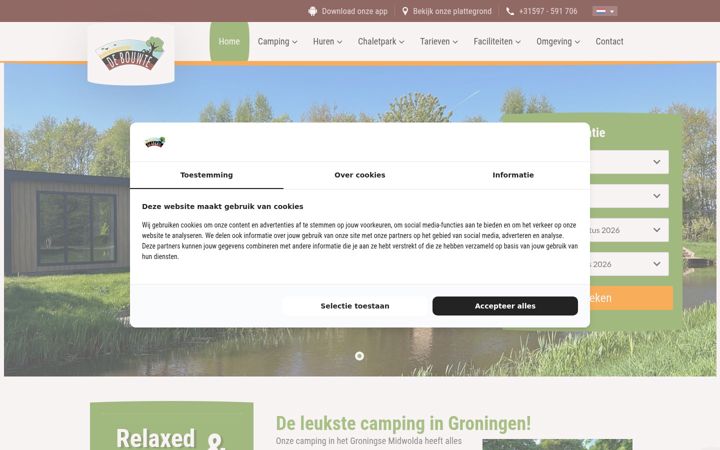 Screenshot of campingdebouwte.nl