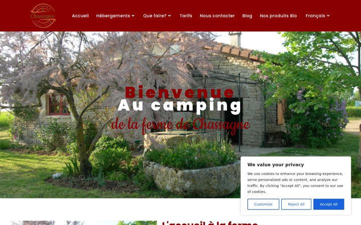 Ekrano kopija campingdechassagne.fr