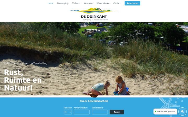 Screenshot του campingdeduinkant.nl