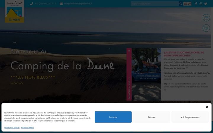 Ekrano kopija campingdeladune.fr