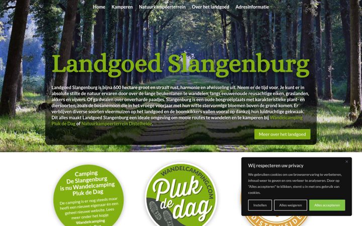 Screenshot of campingdeslangenburg.nl