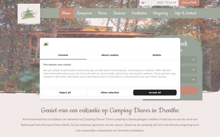 Screenshot of campingdiever.nl