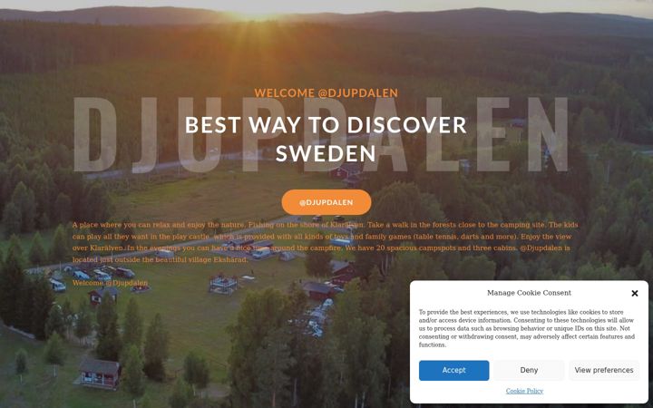 Screenshot of campingdjupdalen.se