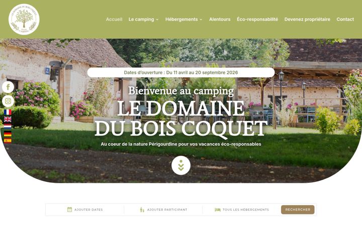 Ekrano kopija campingduboiscoquet.fr