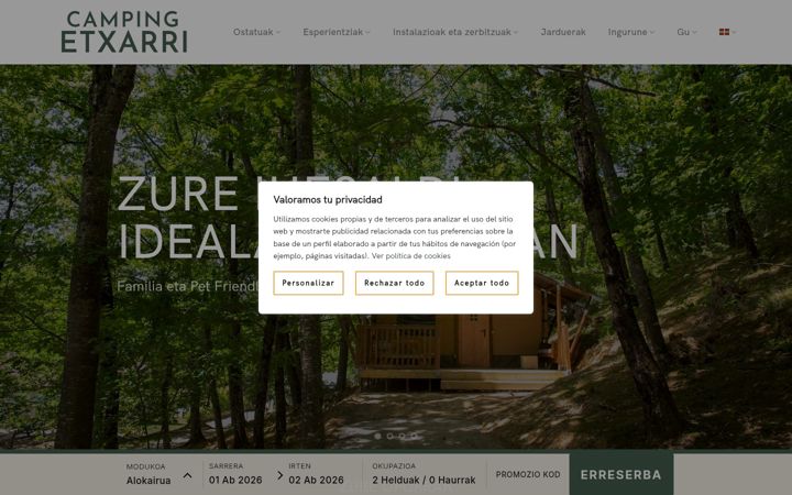Screenshot of campingetxarri.com