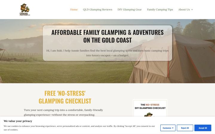 Screenshot of campingfootprint.com