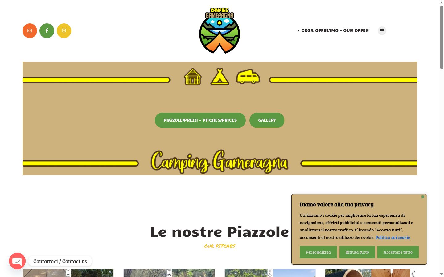 Screenshot del banner di consenso mostrato prima di qualsiasi interazione
