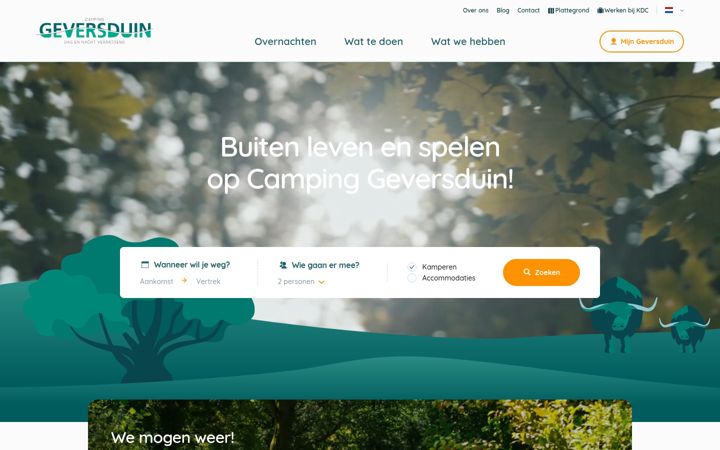 Snimka zaslona za campinggeversduin.nl