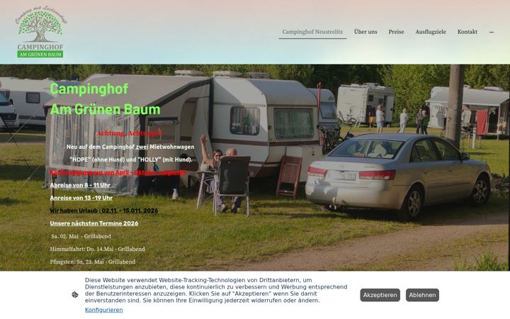 Screenshot of campinghof-neustrelitz.de