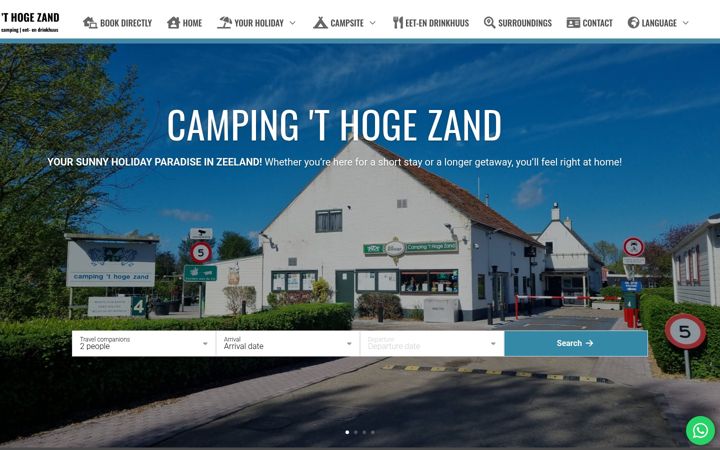 Snimka zaslona za campinghogezand.nl