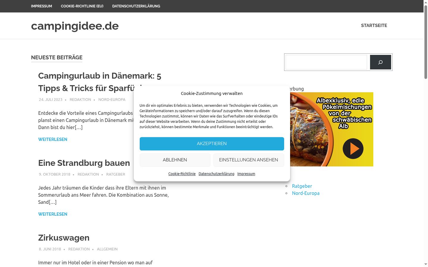 Screenshot tal-banner tal-kunsens muri qabel kwalunkwe interazzjoni