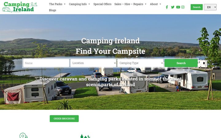 Ekrano kopija campingireland.ie
