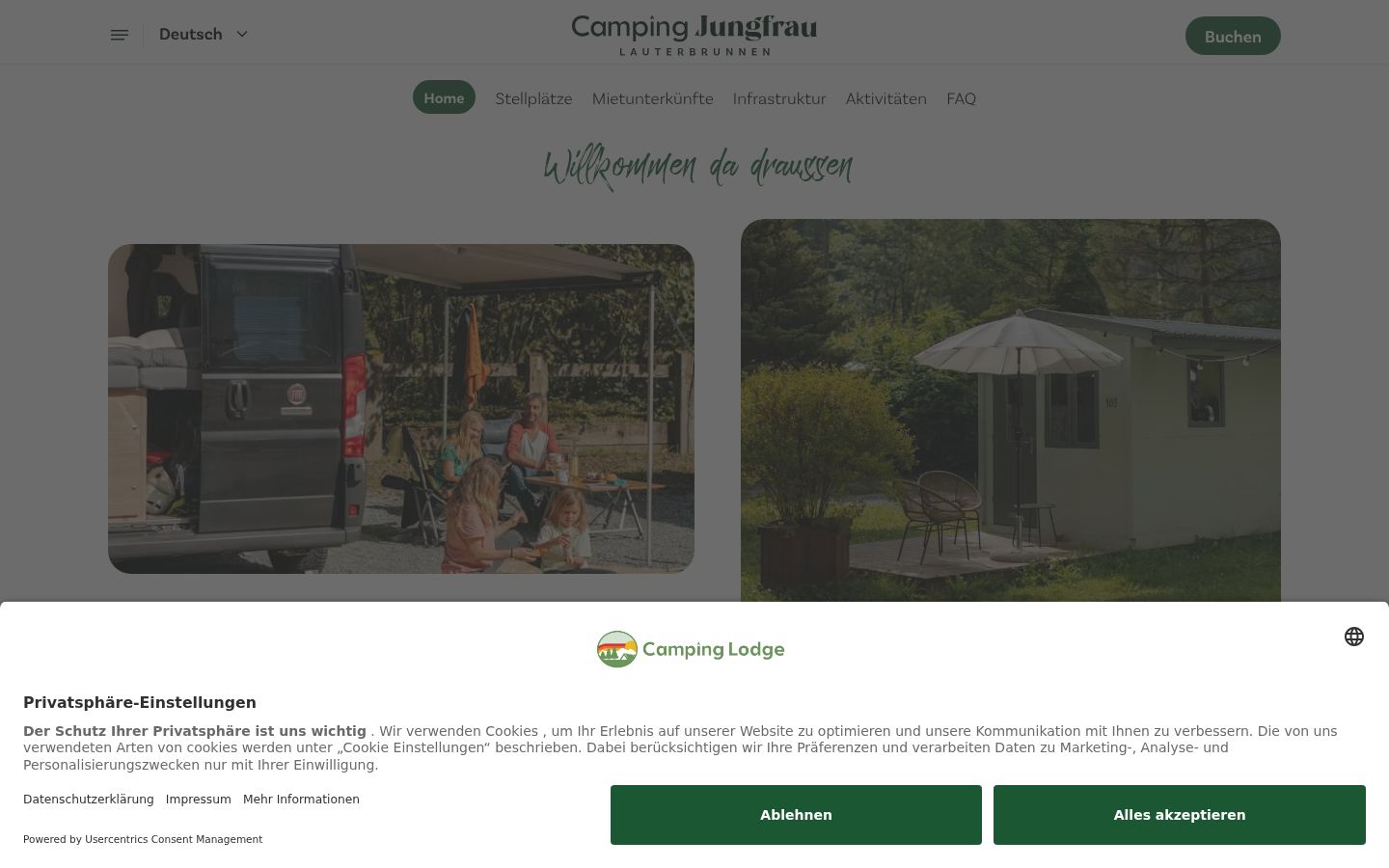 Screenshot des Einwilligungsbanners vor jeglicher Interaktion