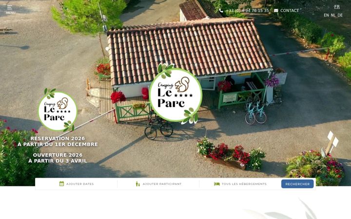 Screenshot of campingleparc.com