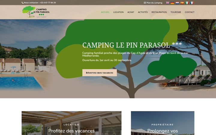 Ekrano kopija campinglepinparasol.fr