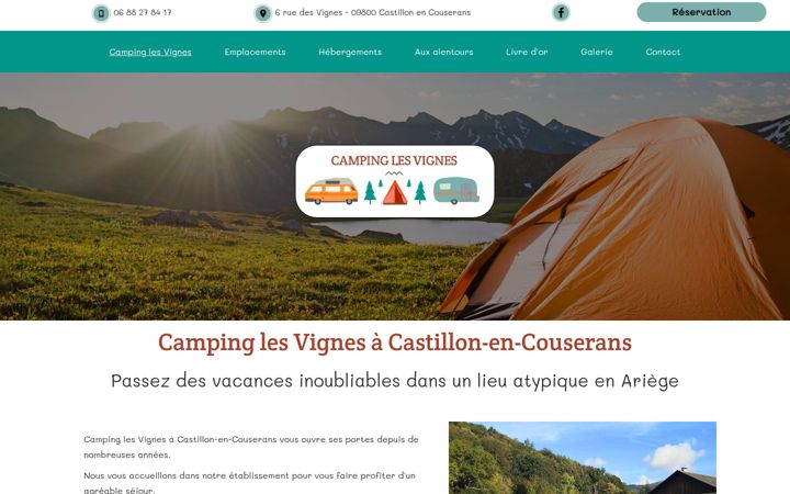 Screenshot of campinglesvignes-ariege.fr
