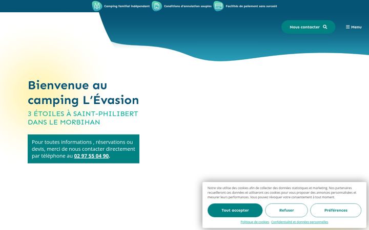 Screenshot of campinglevasion.com