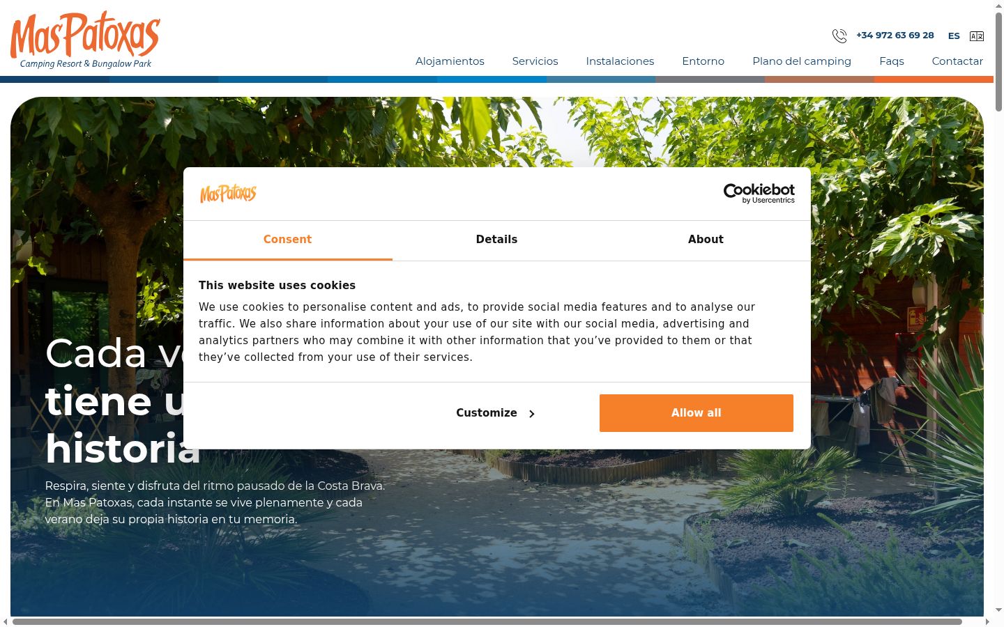 Screenshot del banner di consenso mostrato prima di qualsiasi interazione