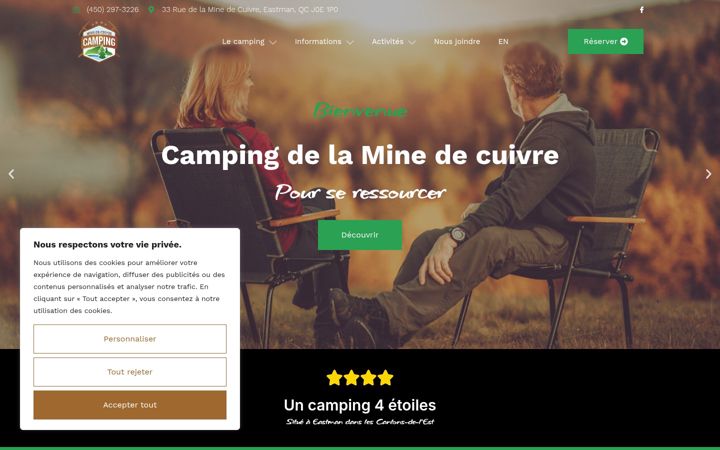 Screenshot of campingminedecuivre.com