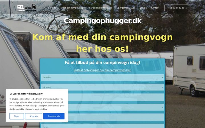 Screenshot of campingophugger.dk