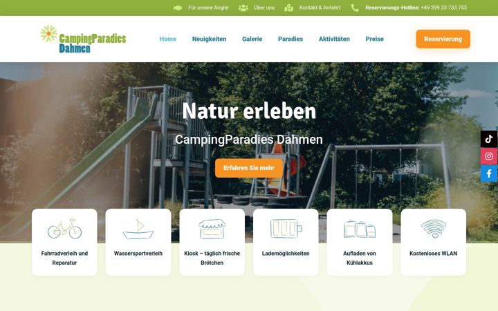 Screenshot of campingparadies-dahmen.de