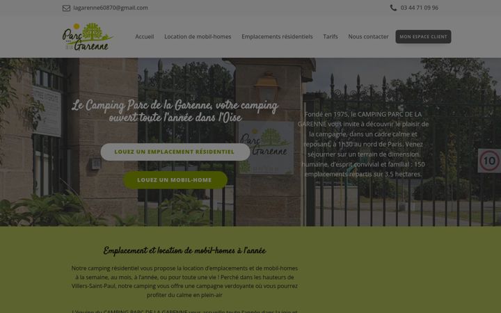Screenshot of campingparcdelagarenne.fr