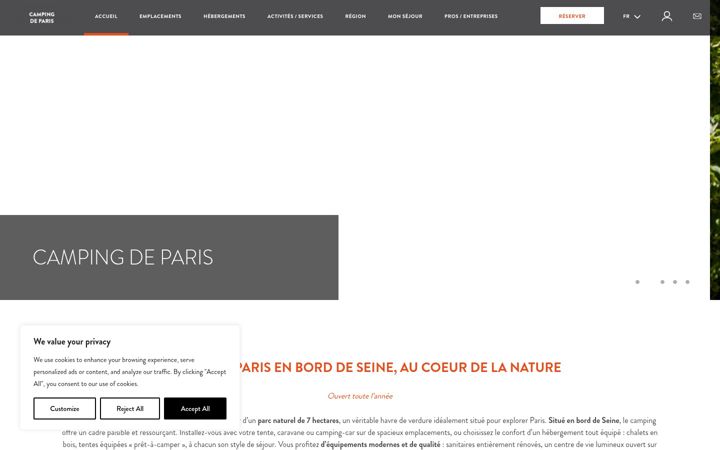Screenshot von campingparis.fr